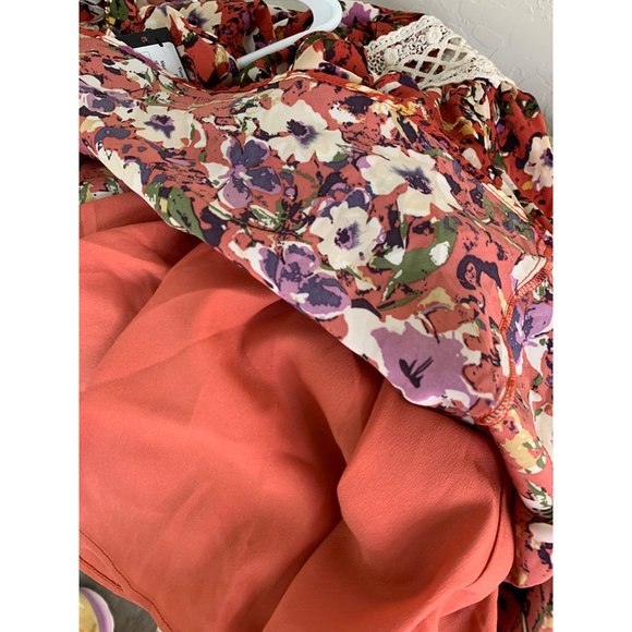 NWT Miss Me Floral Halter Blousen Dress Crochet Sz Large 6741 Spring Summer - Picture 9 of 14